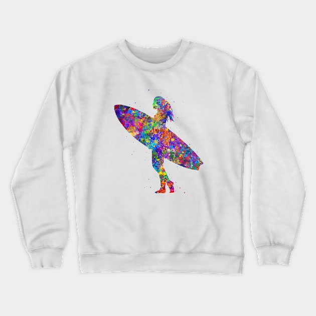 Surfer girl Crewneck Sweatshirt by Yahya Art
